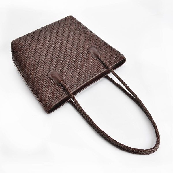 Genuine Leather Hand Woven Ladies Tote Bag