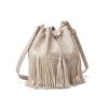 PU leather Drawstring Purse Tassel Crossbody Shoulder Bag
