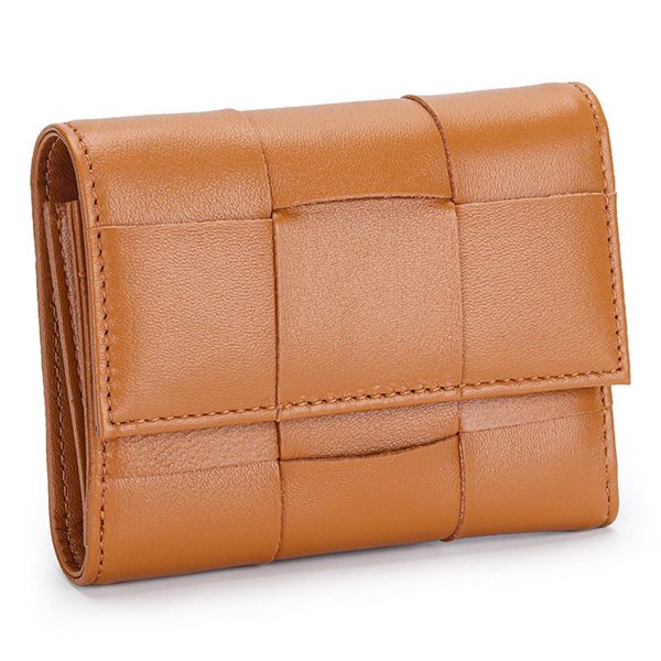 Genuine Leather Stylishly woven short coin purse