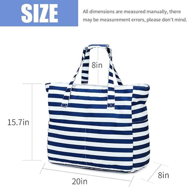 Sandproof Zipper Beach Tote Bag for Pool Gym Grocery Travel