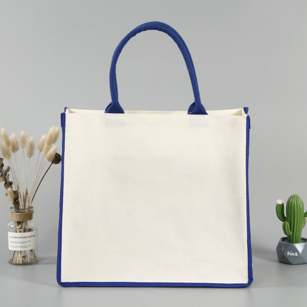 Canvas Tote Bag With Color Stripe