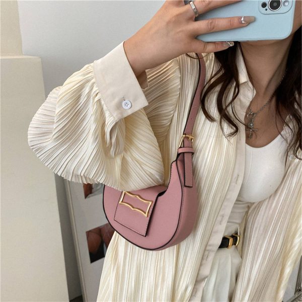 PU Leather Crescent Saddle Tote Bag