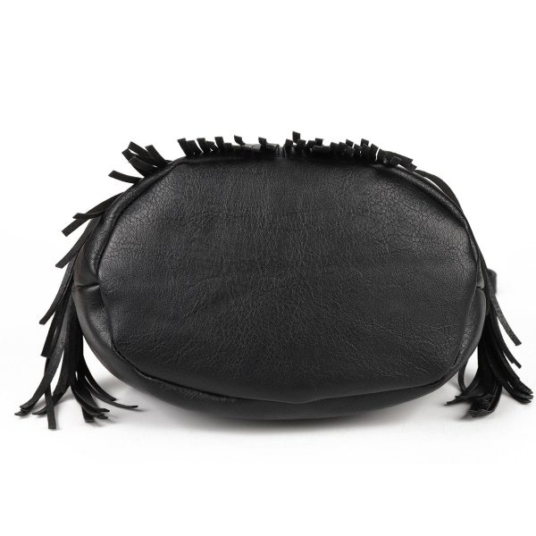 PU Leather Tassel Bucket Crossbody Bag