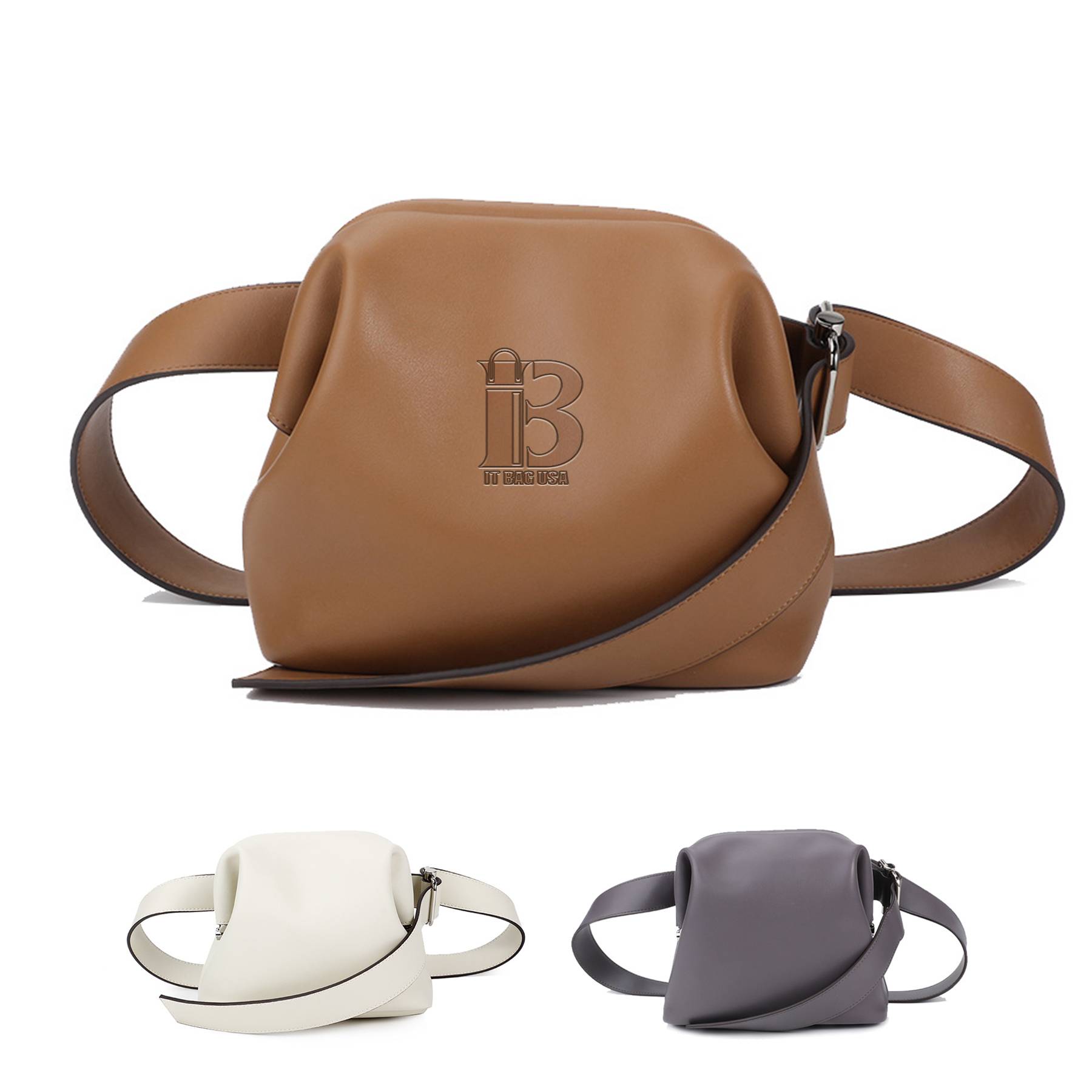 Genuine Leather one-shoulder mini handle cross-body bag