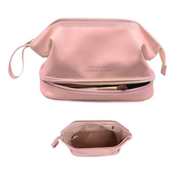 PU Leather Double Layer Cosmetic Bag
