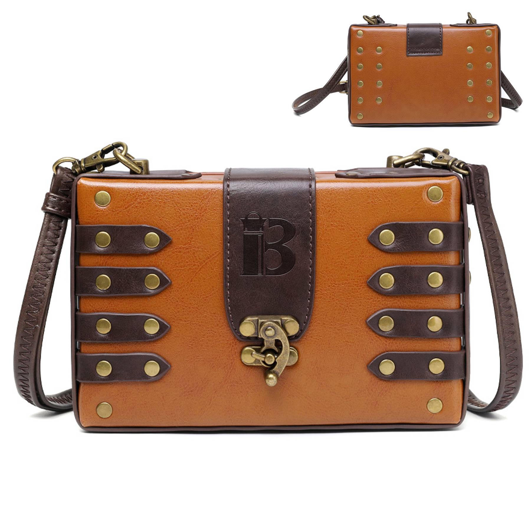 PU Punk industrial retro style small square bag