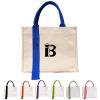Canvas Reusable Crossbody Shopping Tote Bag with Ribbon