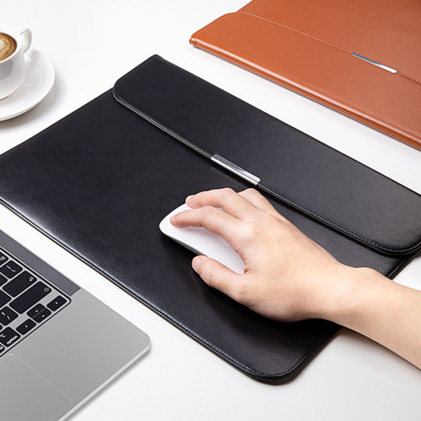 Waterproof PU Leather Laptop Sleeve with Magnetic Closure