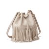 PU Leather Tassel Bucket Crossbody Bag