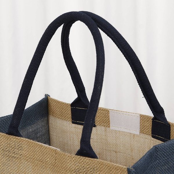 Jute burlap tote bag with buckle
