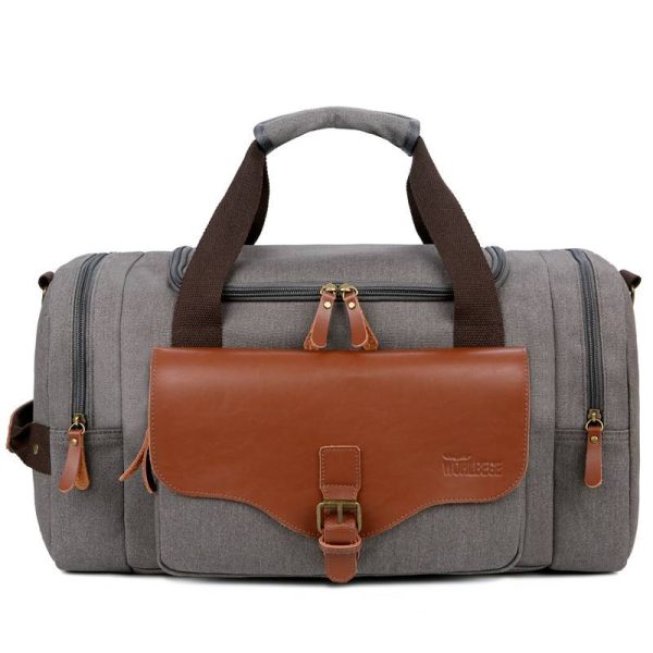 Canvas Large Capacity Leather Travel Duffel Bag