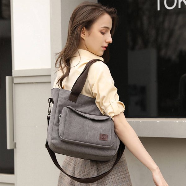 Women's Canvas Shoulder Handle Work Crossbody Bag