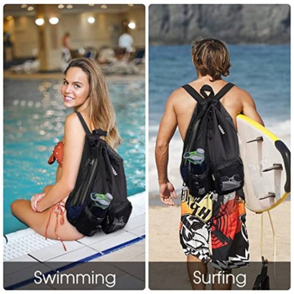 Polyester Mesh Drawstring Gym Bag Backpack