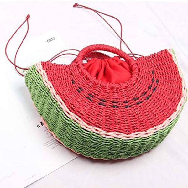 Semi-circle Rattan Watermelon Straw Handbags