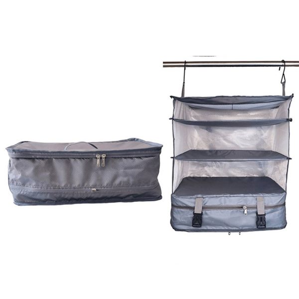 3 Layes Polyester Foldable Travel Storage Bag With Two Hooks