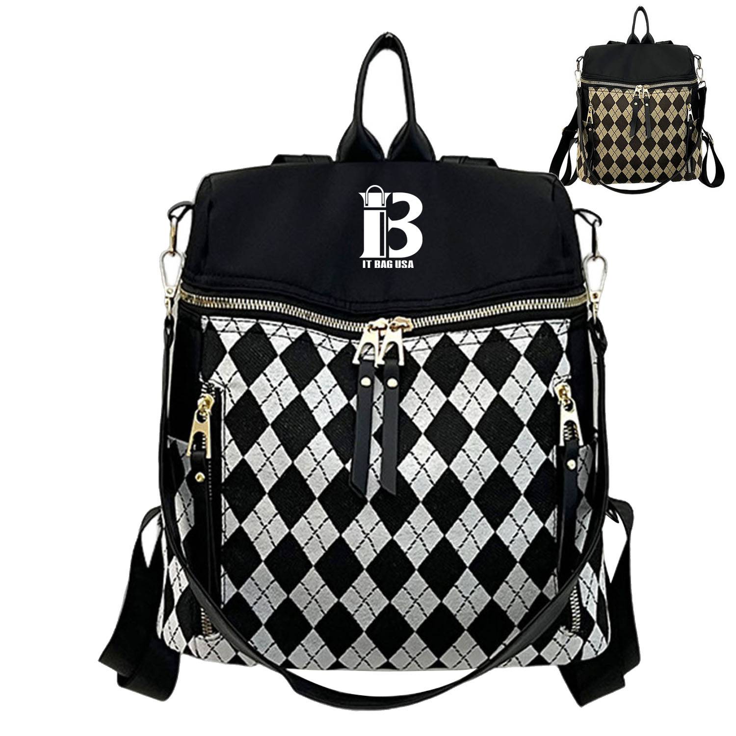 Nylon Fitness Diamond pattern Tote bag travel backpack