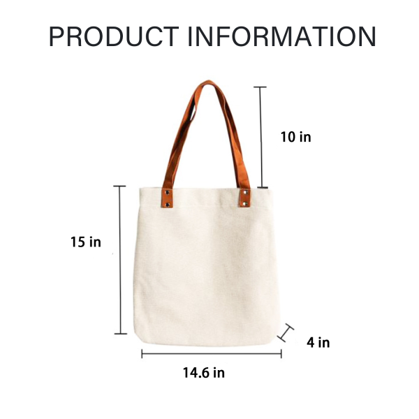 Canvas Tote Bag With PU Leather Handles