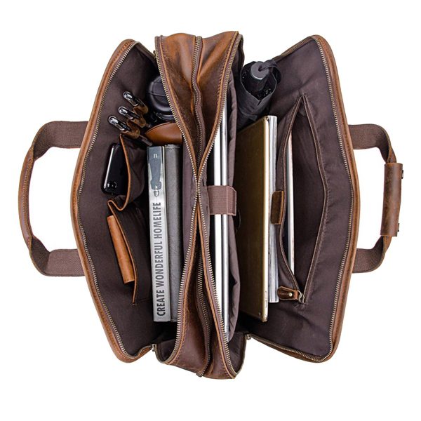 Leather Briefcase for Men Laptop Bag Business Messenger