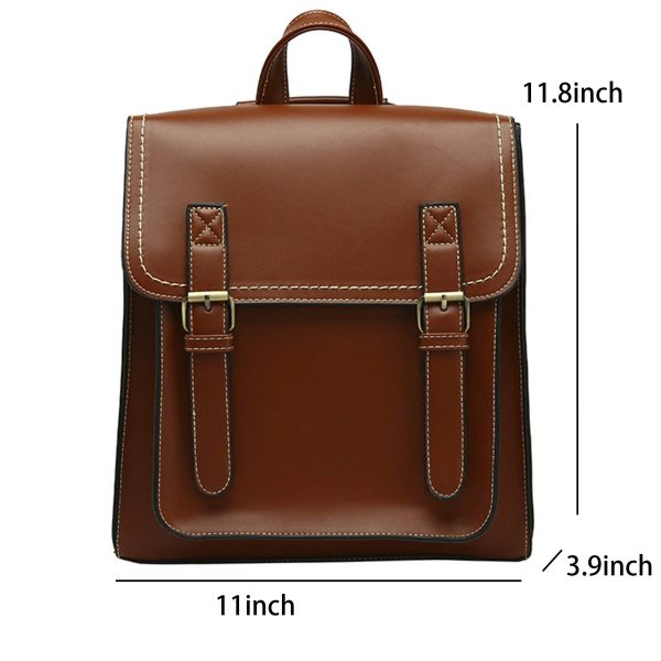 PU Leather Casual Daypack Style Flap Backpacks for Ladies