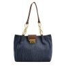 Large capacity denim fabric bag with metal chain