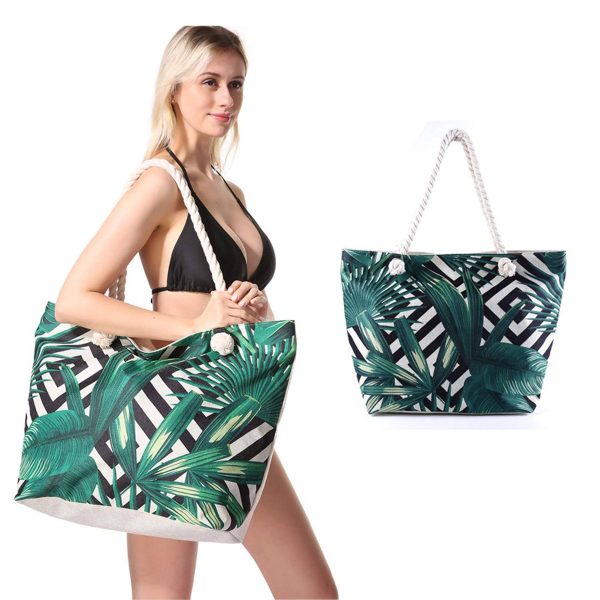 Tropical Palm Leaves Tote Bag for Beach