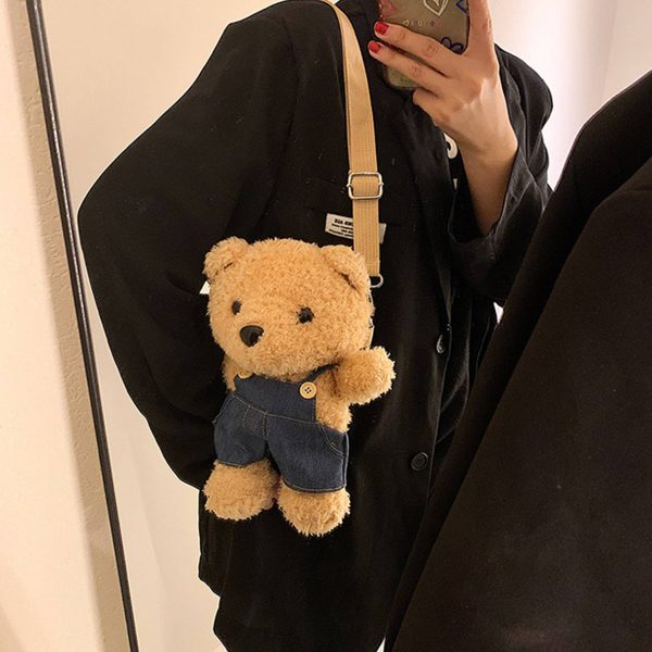 Cotton Cute strap bear plush doll cross-body shoulder bag