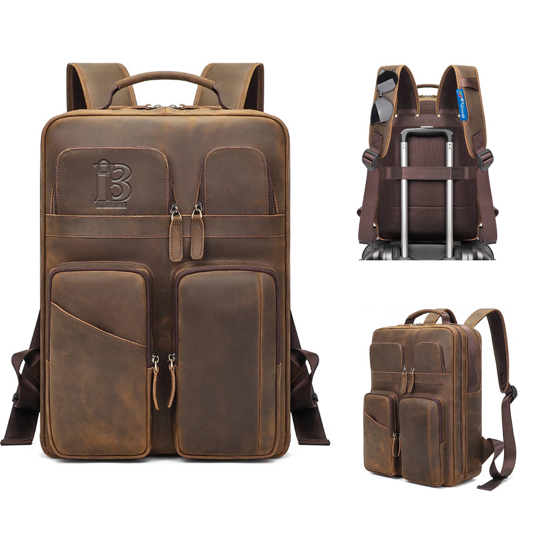 Large Genuine Leather Backpack for Men