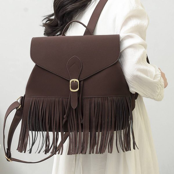 Tassel PU Leather Backpack for Women