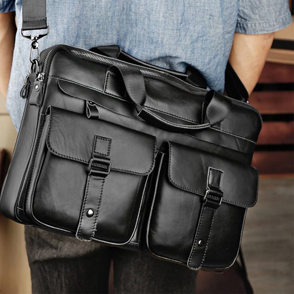 Vintage Leather Travel Messenger Office Crossbody Bag