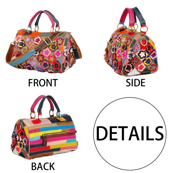 Genuine Leather Colorful floral shoulder cross-body bag
