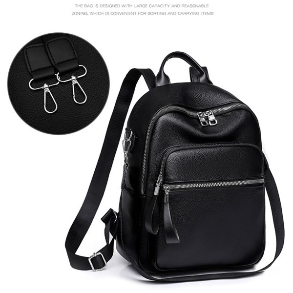 PU Leather Dual-use Casual Small Backpack Women