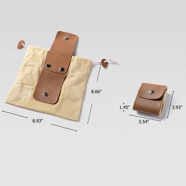 Leather Canvas Collapsible Bushcraft Belt Pouch