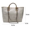 Canvas Tote Bag Large Capacity Solid Color Chain