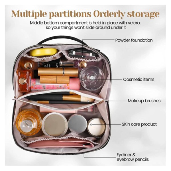 Leather Portable Waterproof Women Travel Makeup Bag
