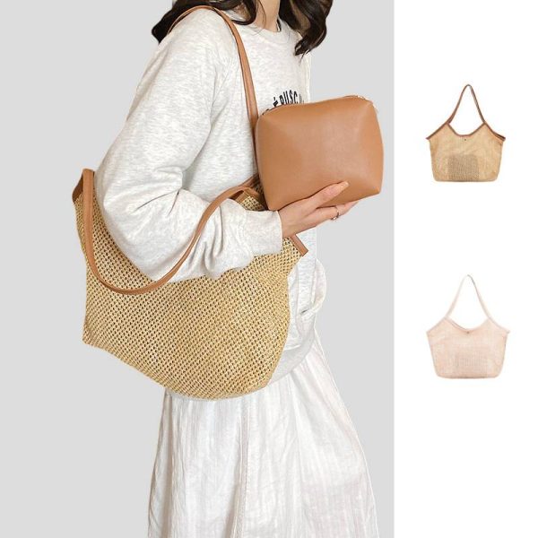 Jute Straw Woven Tote Bag, Handmade Weaving Shoulder Bag