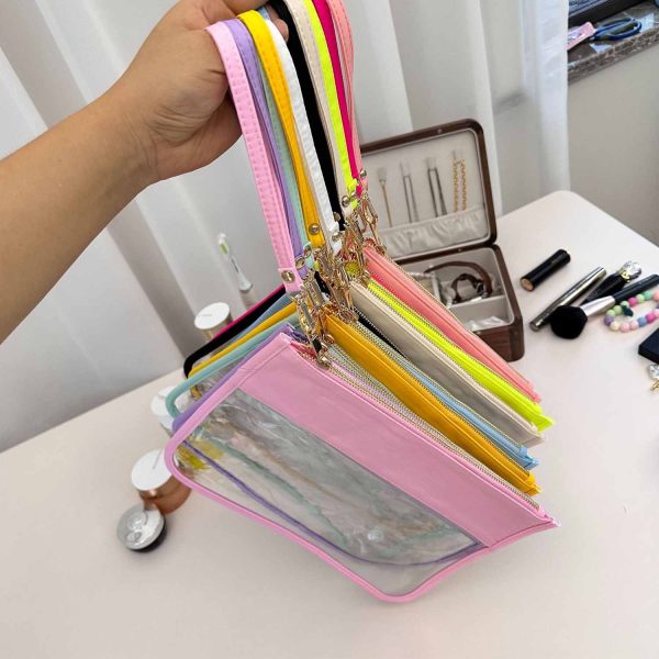 Travel Clear PVC Flat Zipper Pouch Nylon Makeup Bags