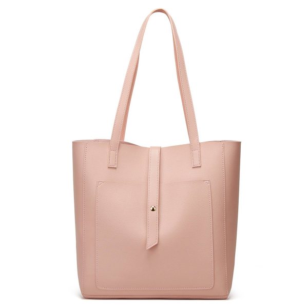 PU Simple solid color tote bag for women