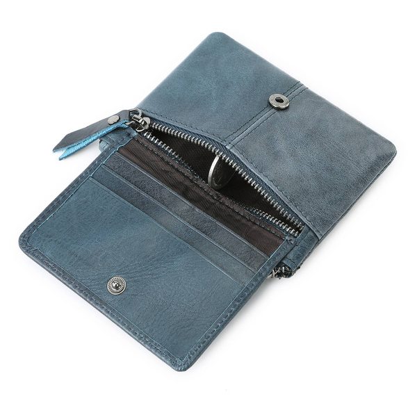 Genuine Leather 2 Zipper Coin Purse Wallet