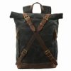 Vintage Canvas Leather Roll On Laptop Backpack Waterproof