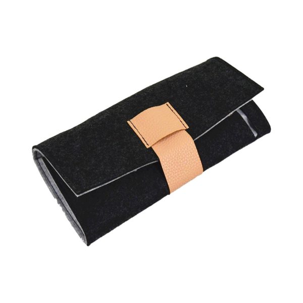 Portable Roll-up Felt Jewelry Roll Storage Bag