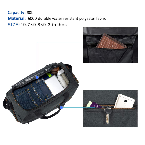 Water Resistant Sports Gym Duffel Bag