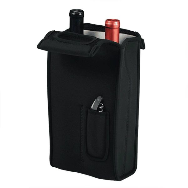 2 Pack Neoprene Beer Carrier Wine Bottle Holder W/ Pouch