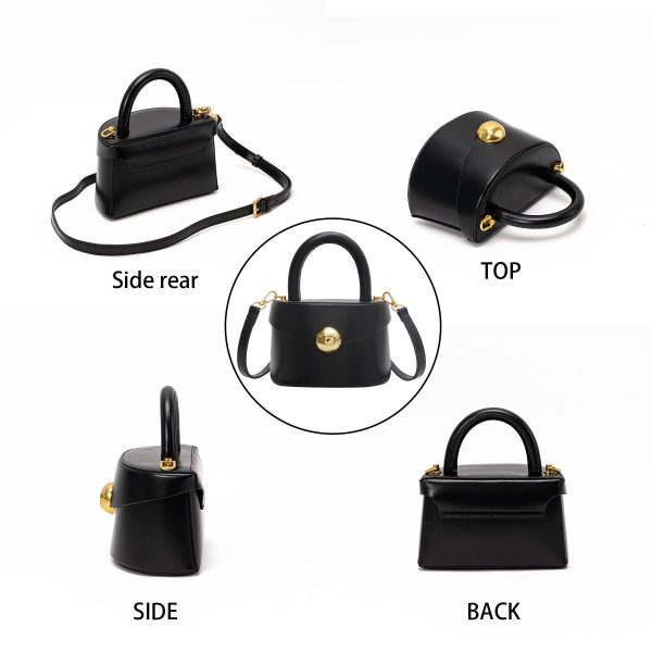 Genuine Leather Semi-round hand-held crossbody bag