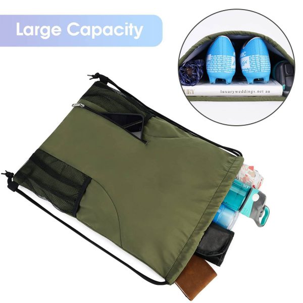 Sports Gym Water Resistant Drawstring Backpack for Women Men