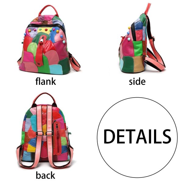 Genuine Leather Large capacity paneled backpack for women