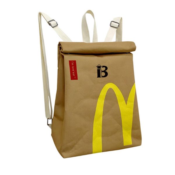 Cartoon French Fries Print for Women Stylish Schoolbag