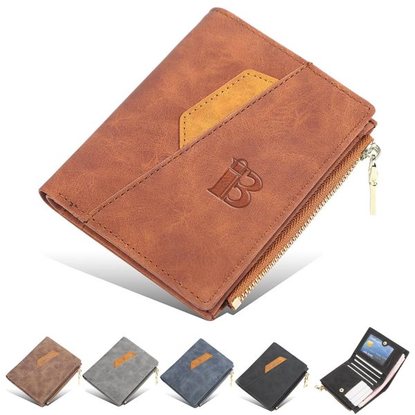 f5595eaa-9d55-4f42-aaa4-3d0c9abd9810_LC062-JG.jpg Men's Short Vintage Purse Slim PU Leather Wallet