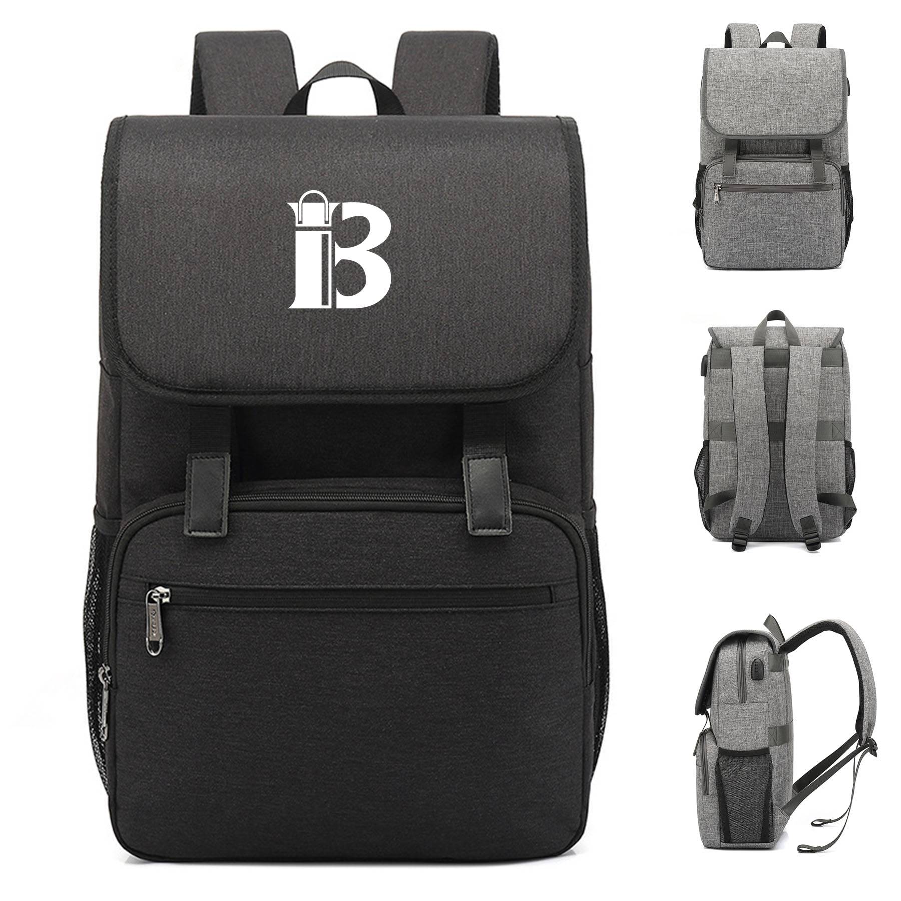 Polyester backpack waterproof with USB charging port