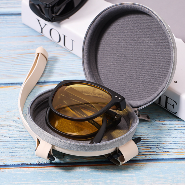 Folding sunglasses bag Portable Round glasses case