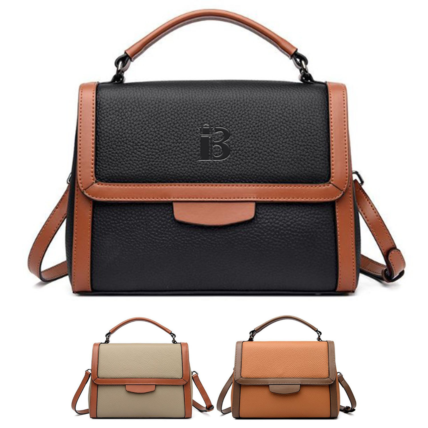 Genuine leather square crossbody bag handbag for woman